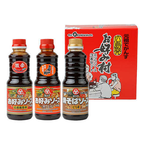 ミツワソース3種セットA（ノーマル・激辛・焼そばピリ辛　各1本）