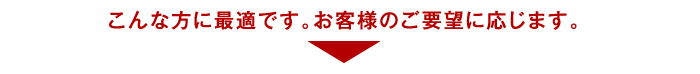 こんな方に最適です。お客様のご要望に応じます。